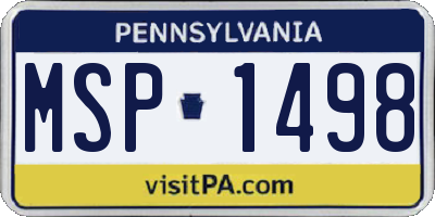 PA license plate MSP1498