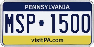 PA license plate MSP1500