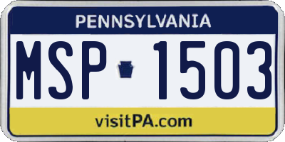 PA license plate MSP1503