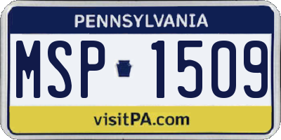 PA license plate MSP1509