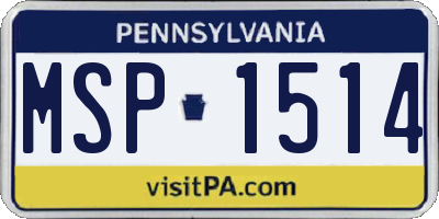 PA license plate MSP1514