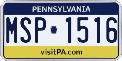 PA license plate MSP1516