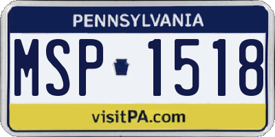 PA license plate MSP1518