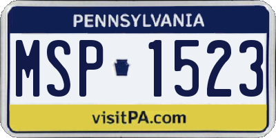 PA license plate MSP1523