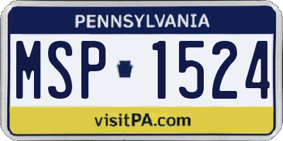PA license plate MSP1524
