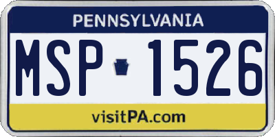 PA license plate MSP1526