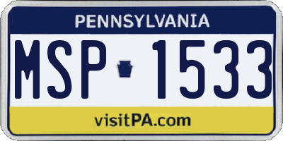PA license plate MSP1533