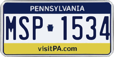PA license plate MSP1534