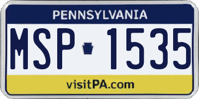 PA license plate MSP1535