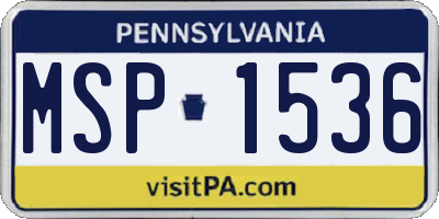 PA license plate MSP1536