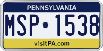 PA license plate MSP1538