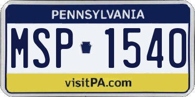 PA license plate MSP1540