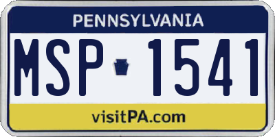 PA license plate MSP1541
