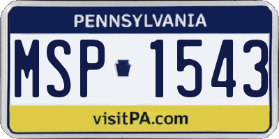 PA license plate MSP1543