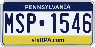 PA license plate MSP1546