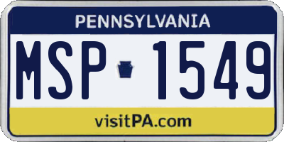 PA license plate MSP1549