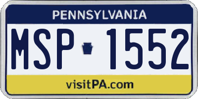 PA license plate MSP1552