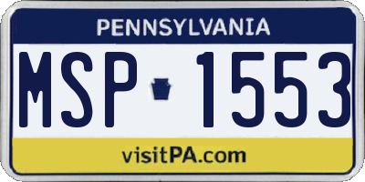 PA license plate MSP1553