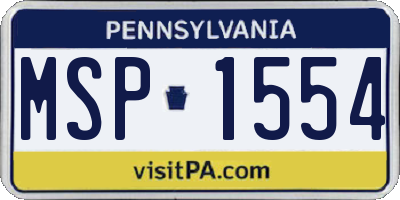 PA license plate MSP1554