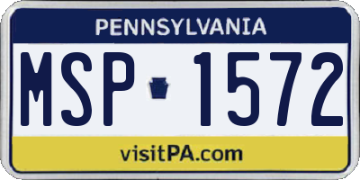 PA license plate MSP1572