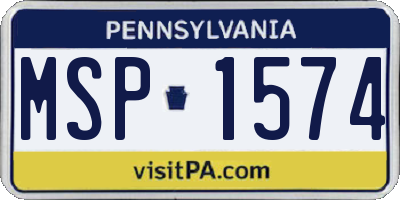 PA license plate MSP1574