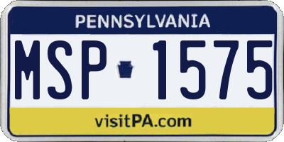 PA license plate MSP1575