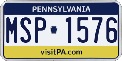 PA license plate MSP1576
