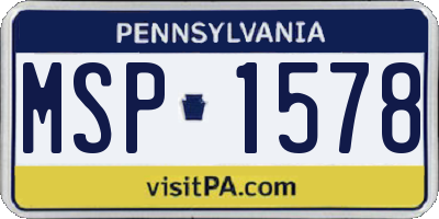 PA license plate MSP1578