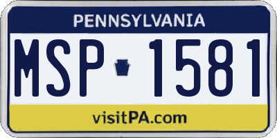PA license plate MSP1581