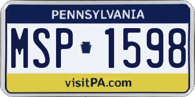 PA license plate MSP1598