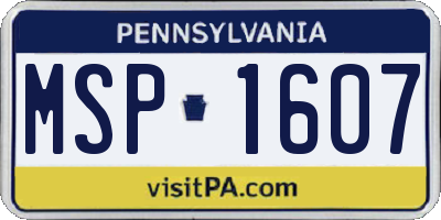 PA license plate MSP1607