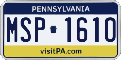 PA license plate MSP1610