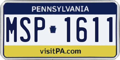 PA license plate MSP1611