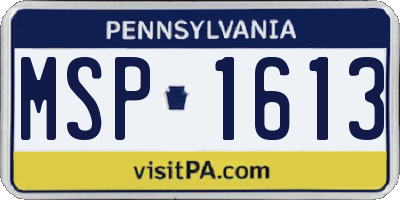 PA license plate MSP1613