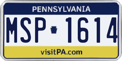 PA license plate MSP1614