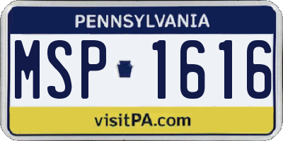 PA license plate MSP1616