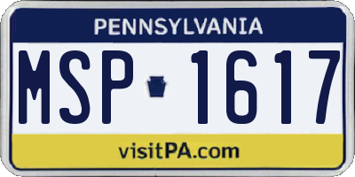 PA license plate MSP1617