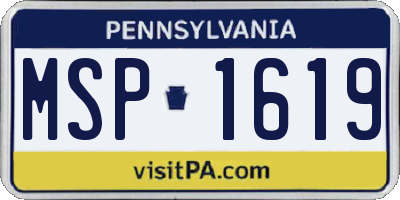 PA license plate MSP1619