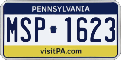 PA license plate MSP1623