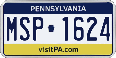 PA license plate MSP1624