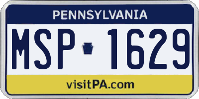 PA license plate MSP1629