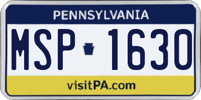 PA license plate MSP1630