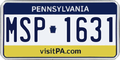 PA license plate MSP1631