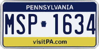 PA license plate MSP1634