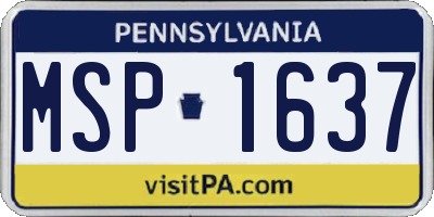 PA license plate MSP1637