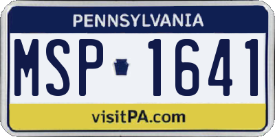 PA license plate MSP1641