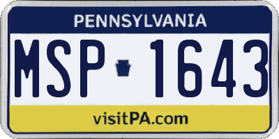 PA license plate MSP1643