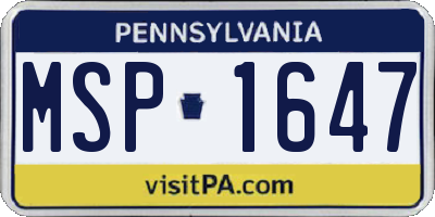PA license plate MSP1647