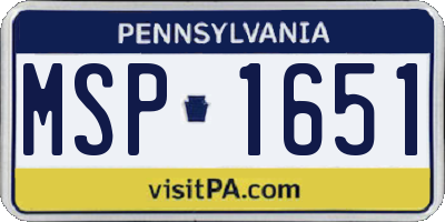 PA license plate MSP1651