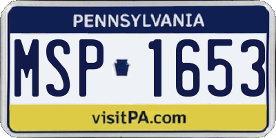 PA license plate MSP1653